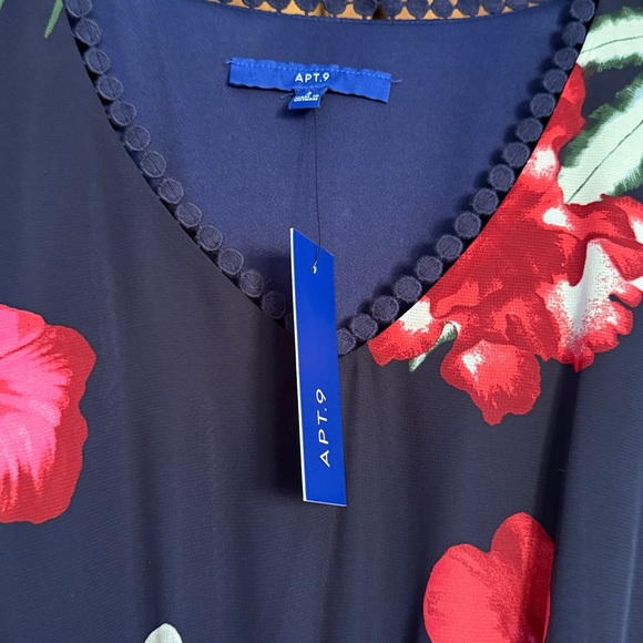 NWT Apt. 9 Navy Floral Maxi High-Low Dress - Picture 2 of 4